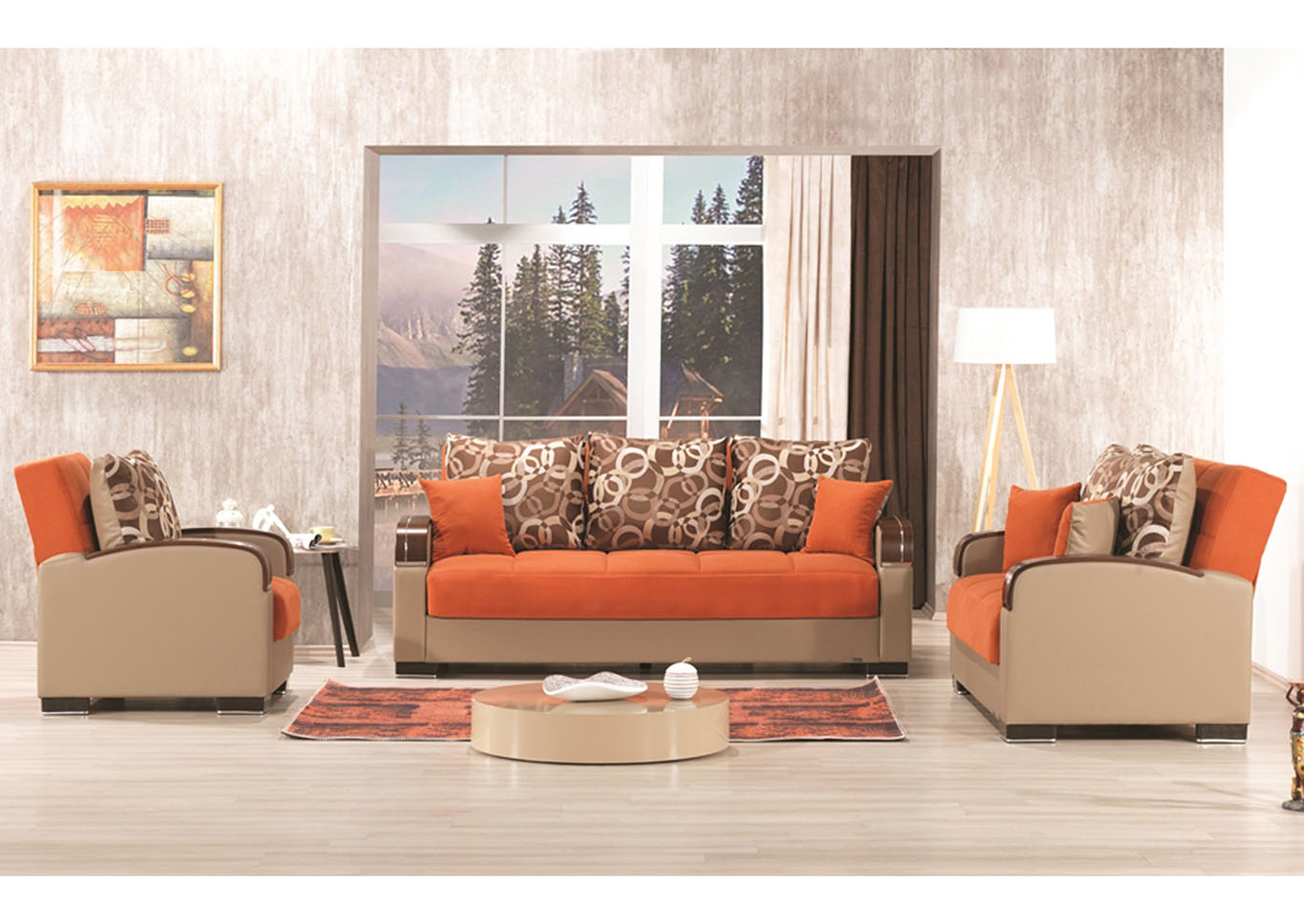 Mobimax Orange Chenille Love Seat,Ottomanson (Previously Casamode)